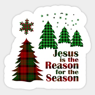 Jesus is the Reason for the Season Buffalo Plaid Christmas Design. Sticker